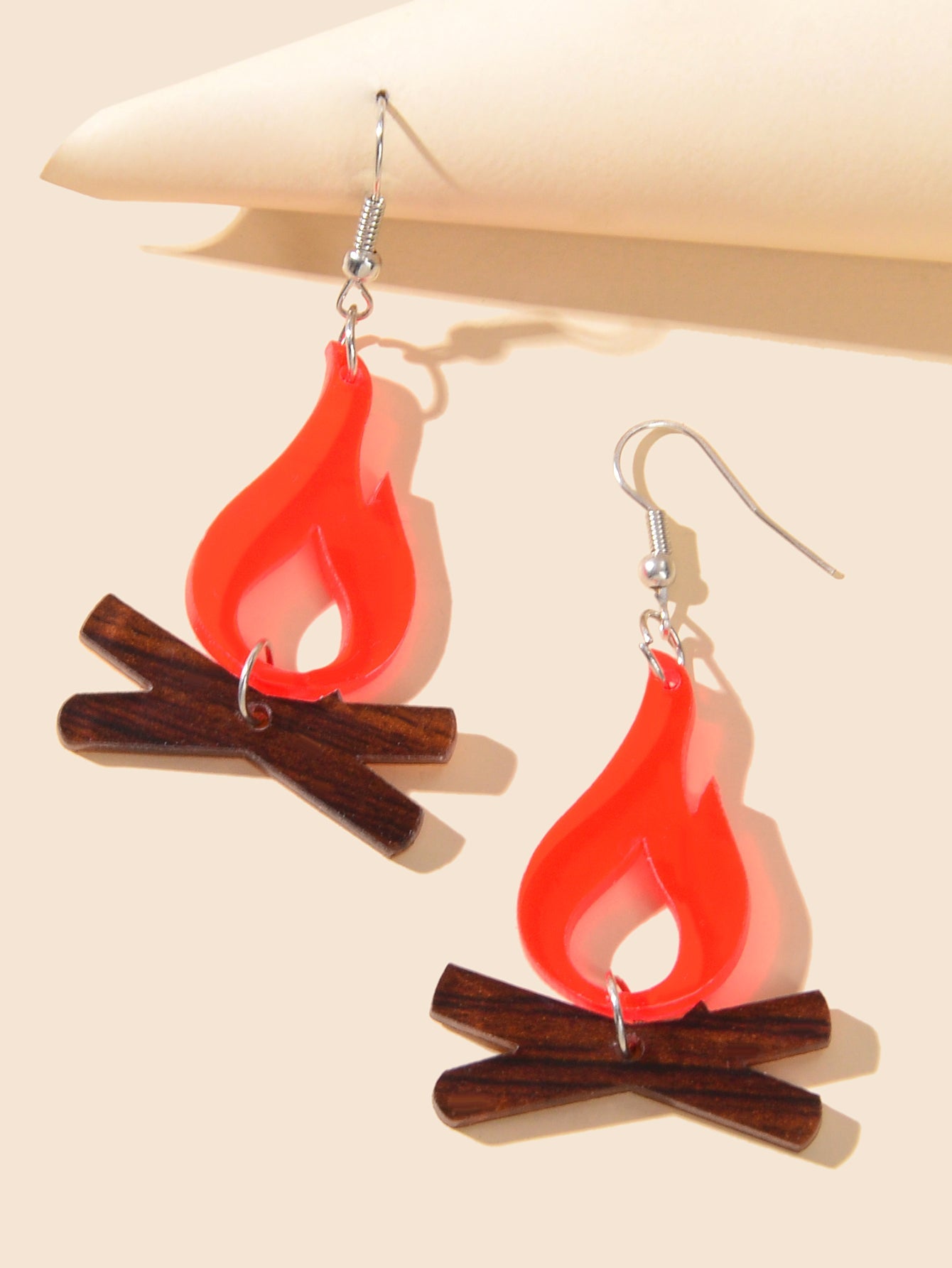 Red Flame Earrings Acrylic Creative Chic Firewood Fire Night Club Spark Jewelry-2