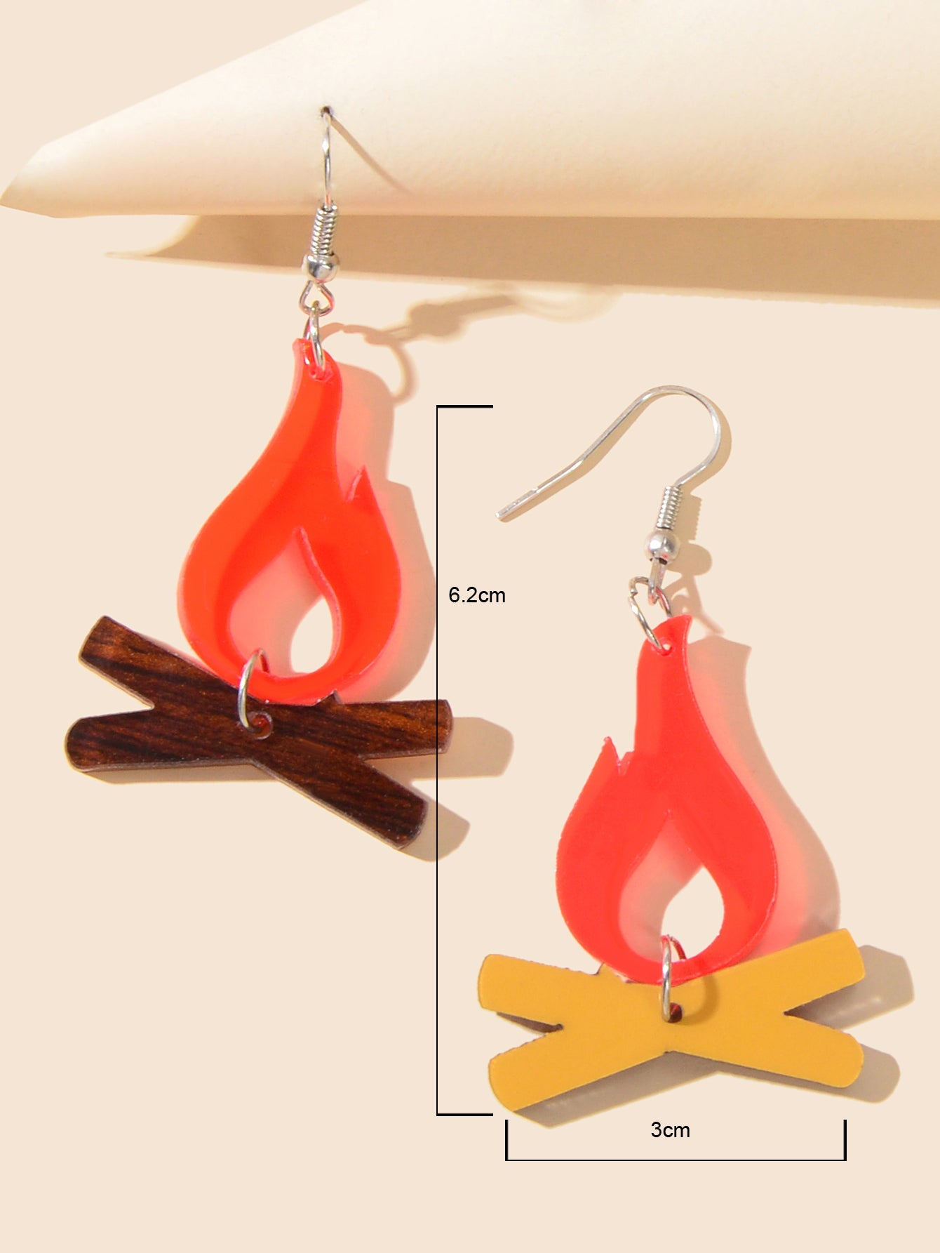 Red Flame Earrings Acrylic Creative Chic Firewood Fire Night Club Spark Jewelry-4