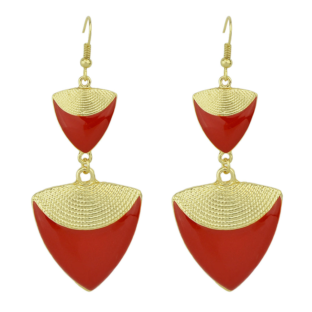 Indian Ethnic Traditional Jewellery Boho Chic Red Drop Dangle Earrings for Women-4