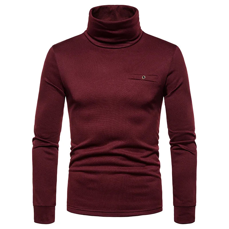 Men's Wine Long Sleeve Turtleneck