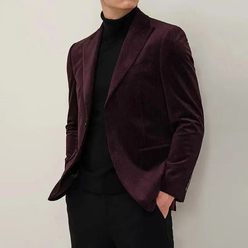 Men's Red Wine Corduroy Blazer