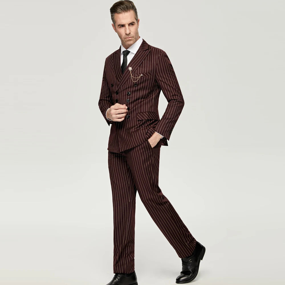 Wine Pinstripe Suit