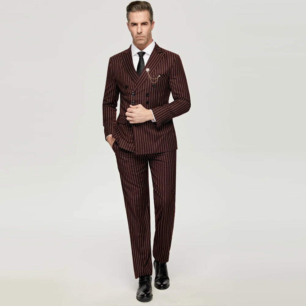 Wine Pinstripe Suit