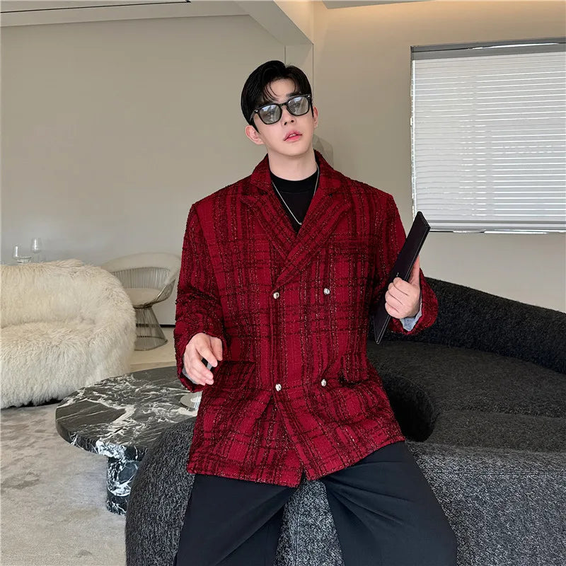 Chic Men's Red Tweed Blazer