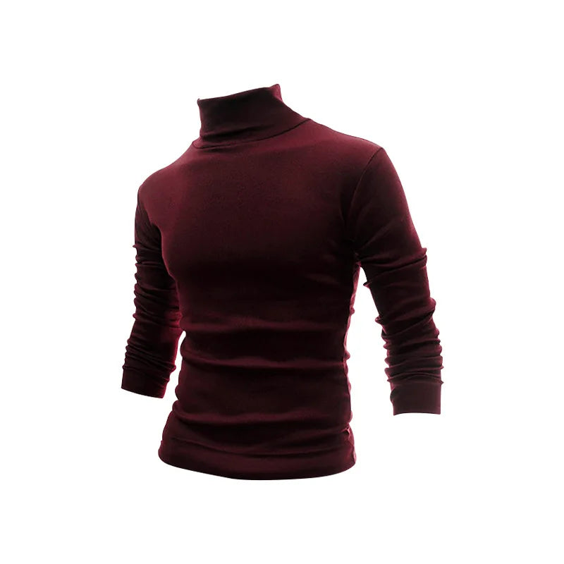 Mens Wine Red Turtleneck Sweater