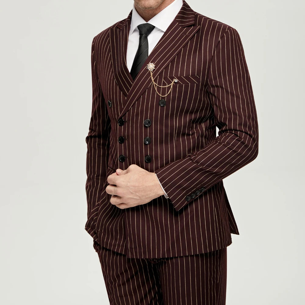 Wine Pinstripe Suit