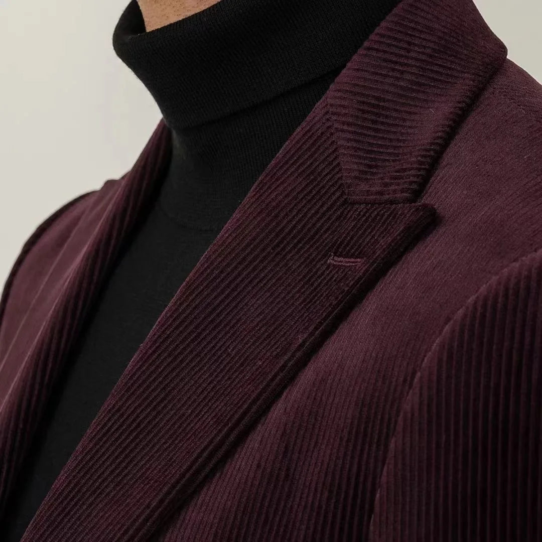 Men's Red Wine Corduroy Blazer