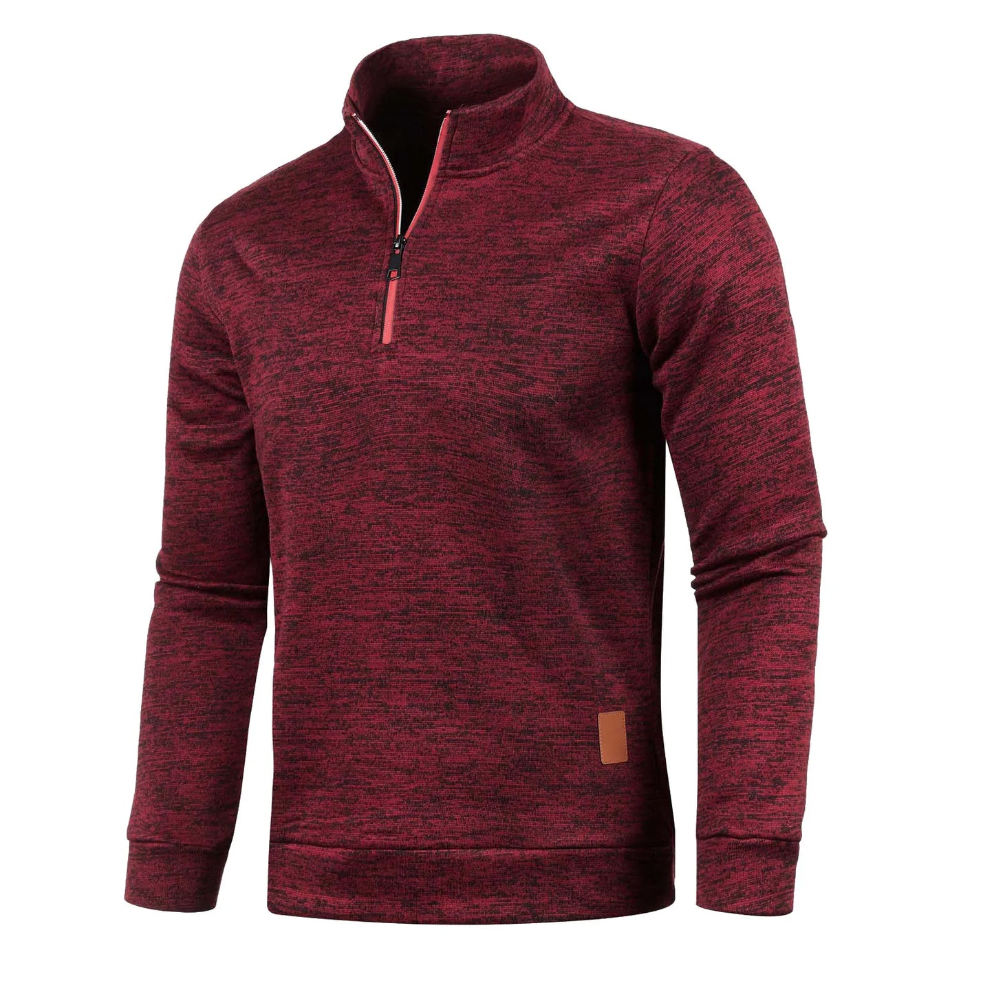 Red Half Zip Men Knit Sweater