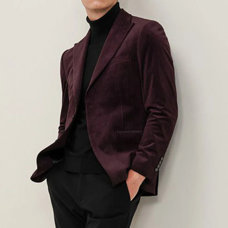 Men's Red Wine Corduroy Blazer