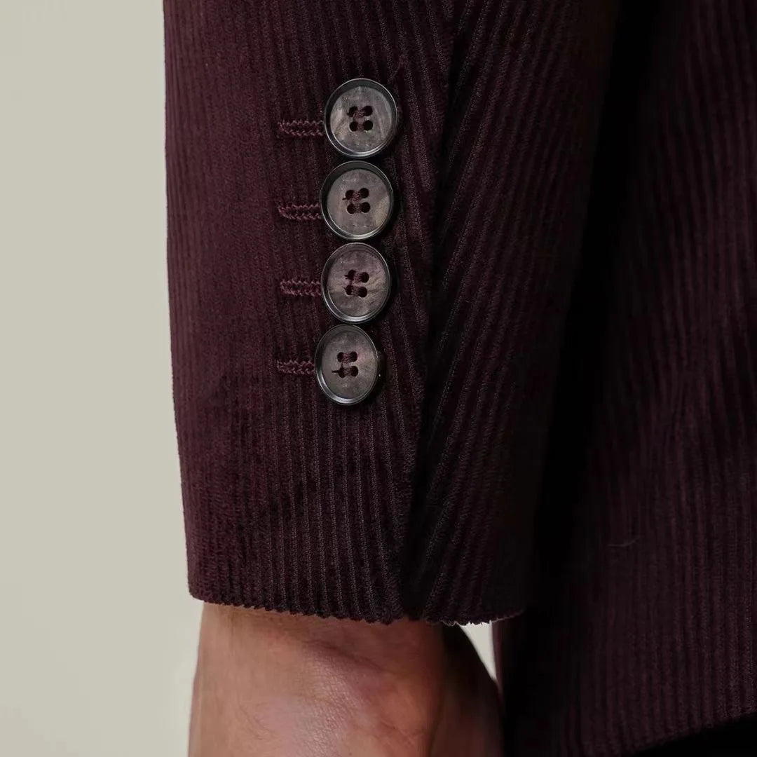 Men's Red Wine Corduroy Blazer