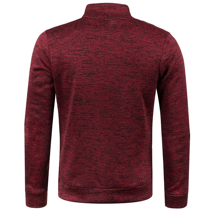 Red Half Zip Men Knit Sweater