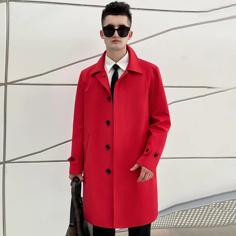 Men's Medium Length Single-Breasted British Coat