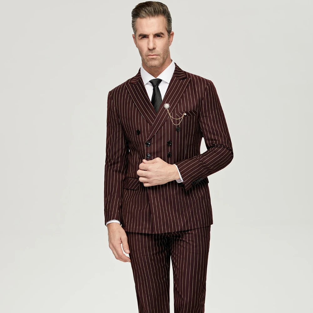 Wine Pinstripe Suit
