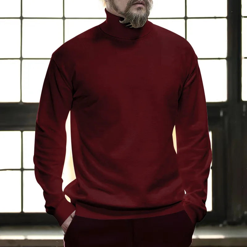 Mens Wine Red Turtleneck Sweater