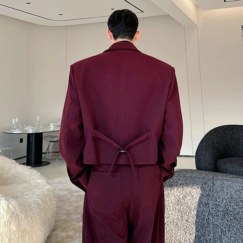 Men's Two-Piece Single-Breasted Blazer & Wide Leg Pants