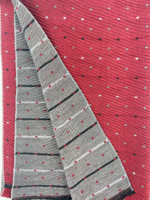 Red and Gray Reversible Acrylic Scarf-1