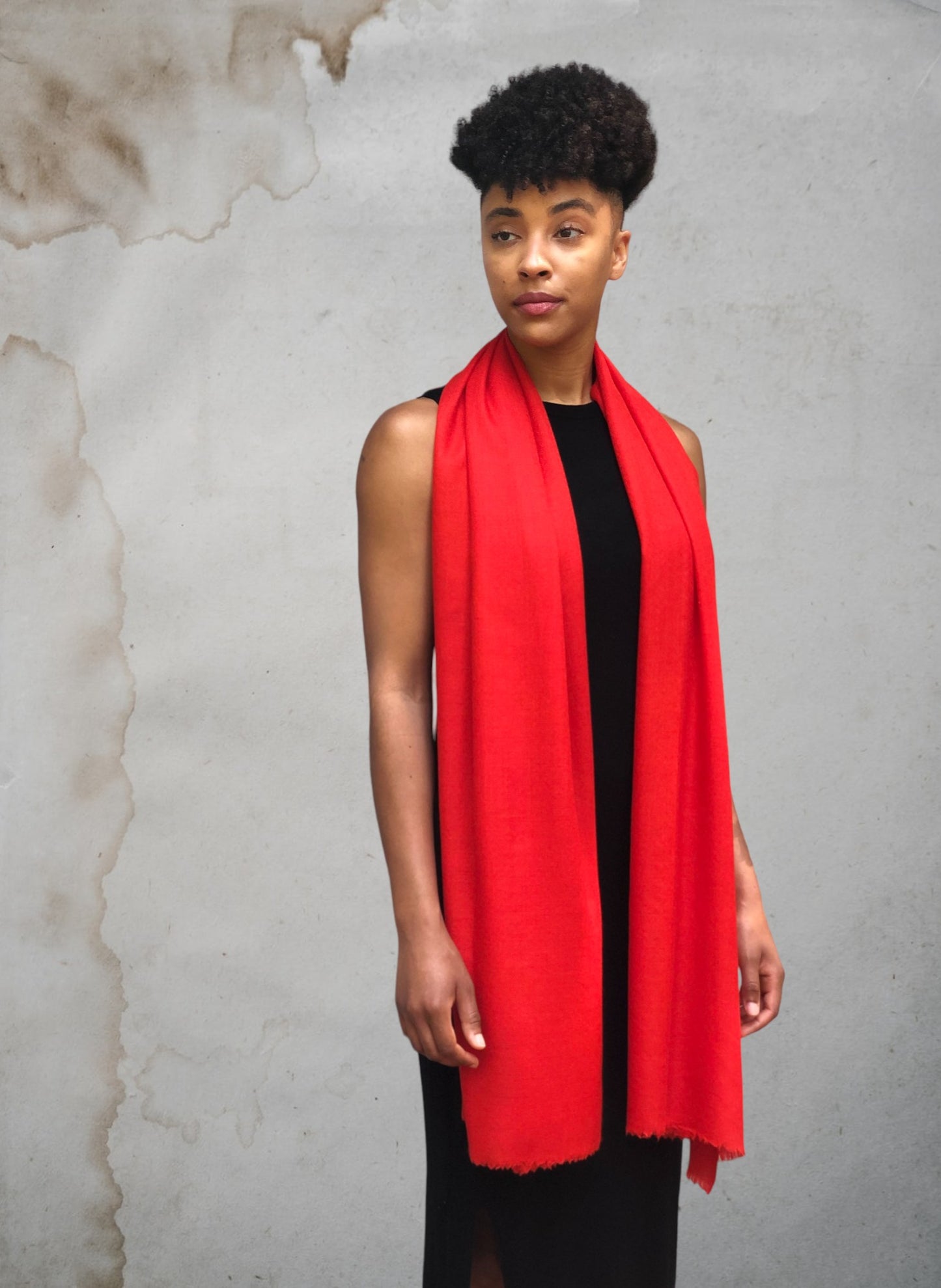 Red Featherlight Solid Wool Scarf-0