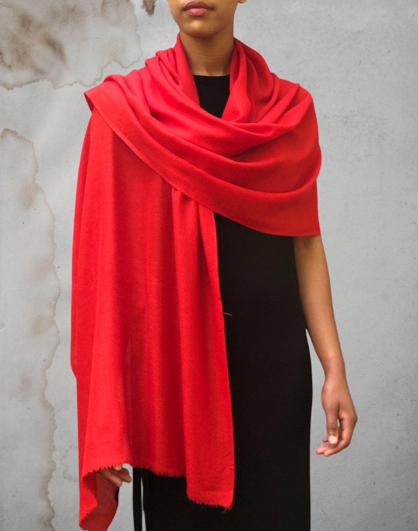 Red Featherlight Solid Wool Scarf-2