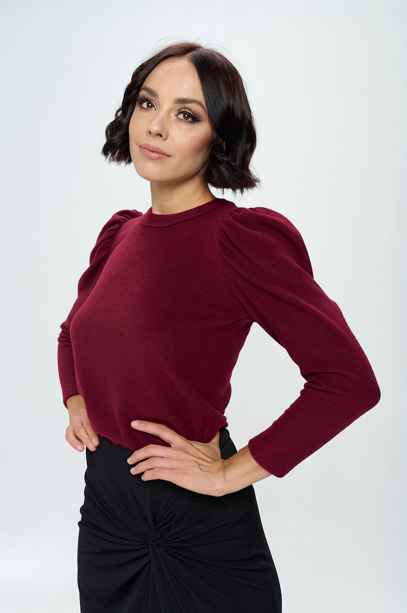 Burgundy Brushed Knit Top