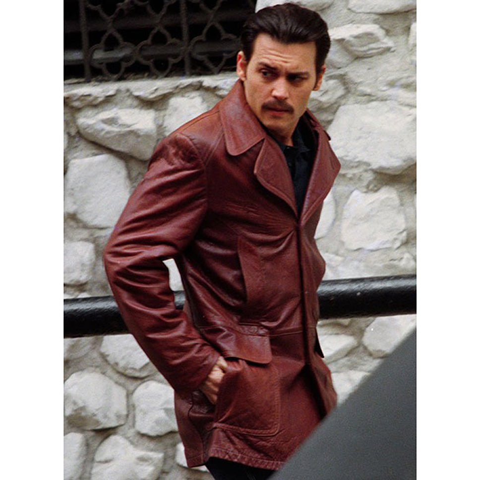 Johnny Depp Donnie Brasco Real Leather Blazer Brown-1
