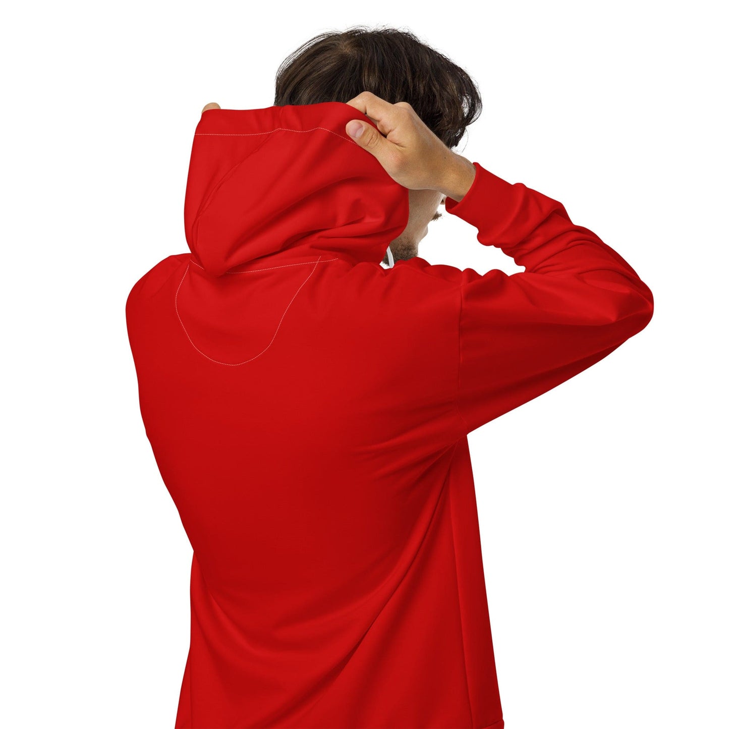 Mens Full Zip Graphic Hoodie, Red-5