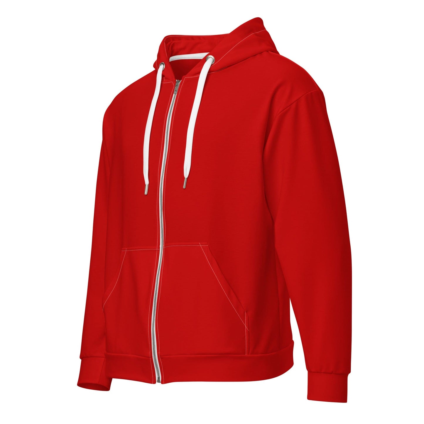 Mens Full Zip Graphic Hoodie, Red-1