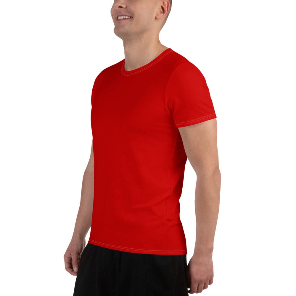 Mens Stretch Fit Athletic Sports T-shirt, Red-3