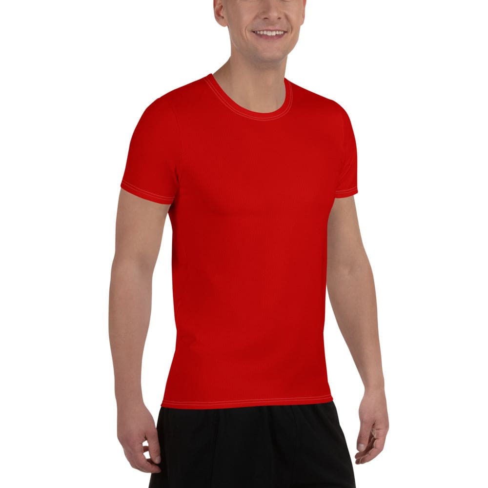 Mens Stretch Fit Athletic Sports T-shirt, Red-2