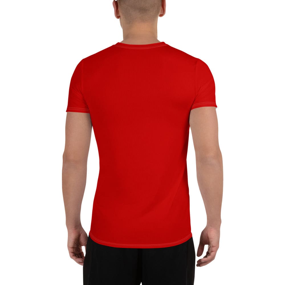 Mens Stretch Fit Athletic Sports T-shirt, Red-1