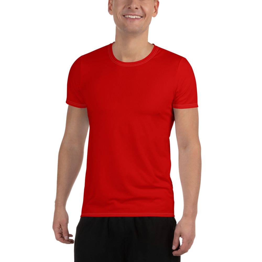 Mens Stretch Fit Athletic Sports T-shirt, Red-0