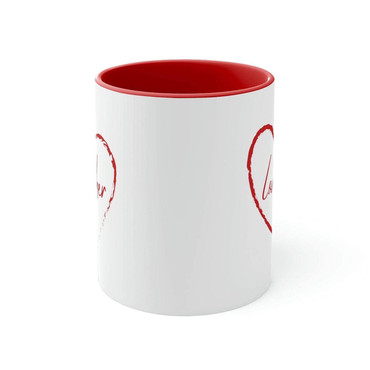 Two-tone Accent Ceramic Mug 11oz, Say it Soul Love Her, Red-7