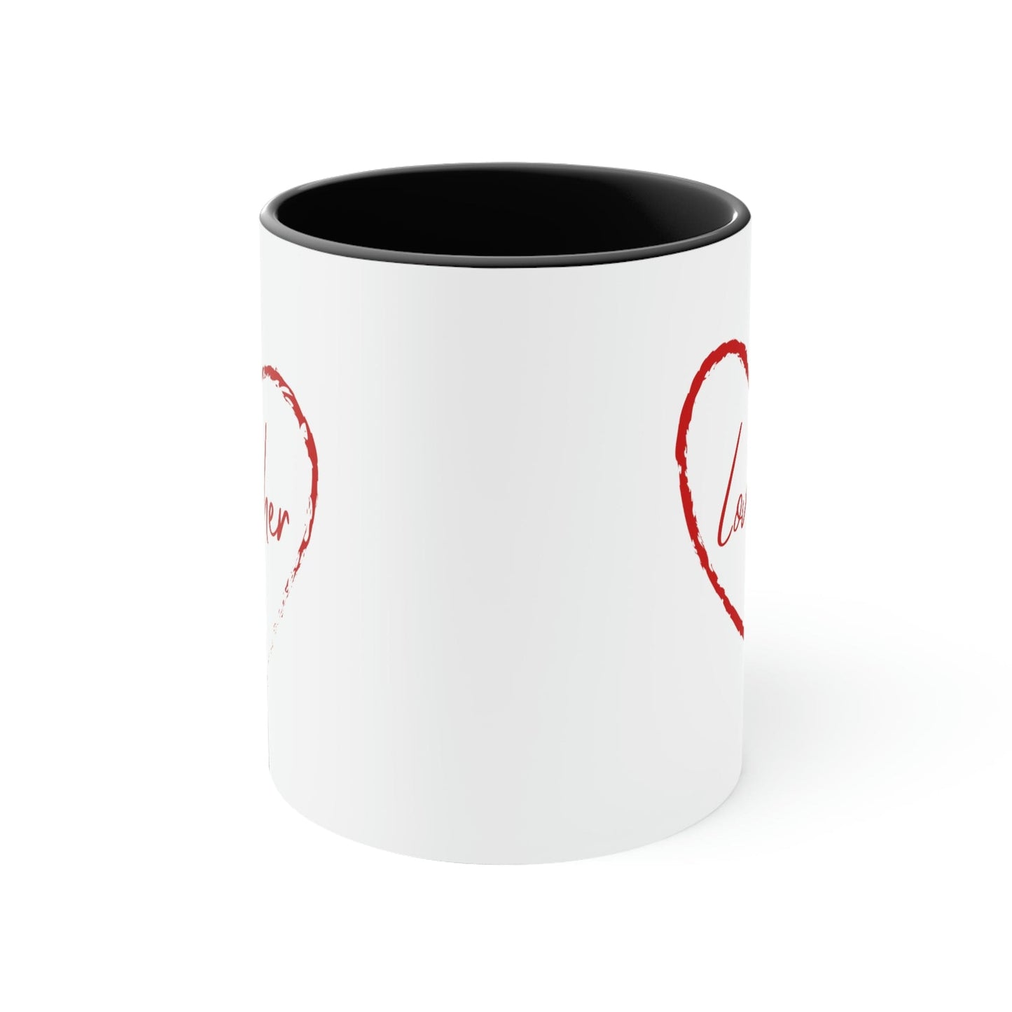 Two-tone Accent Ceramic Mug 11oz, Say it Soul Love Her, Red-1