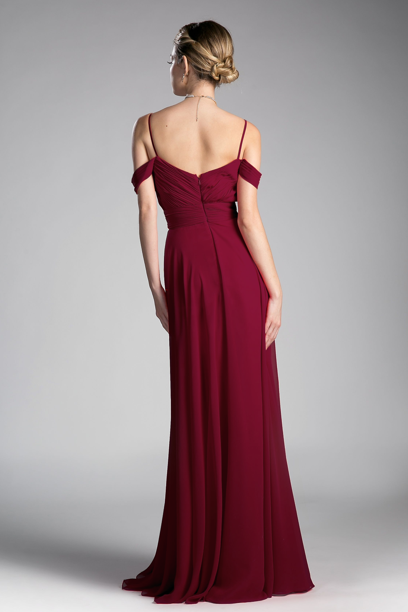 A-line Chiffon Gown with Off the Shoulder Sleeve-1