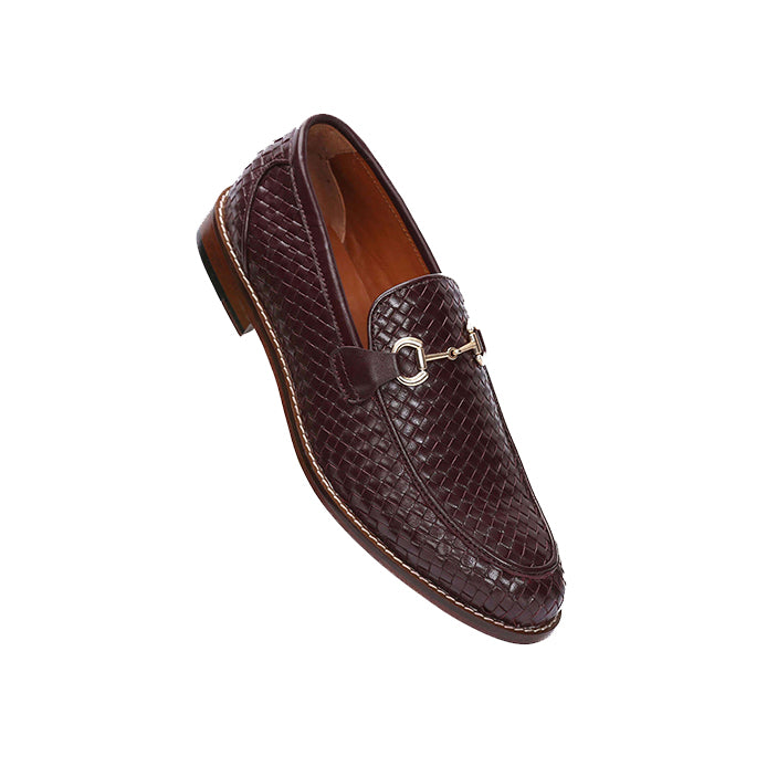 Albie Men's Woven Leather Loafer Burgundy-0