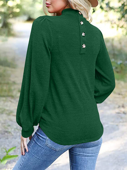 Full Size Mock Neck Long Sleeve T-Shirt