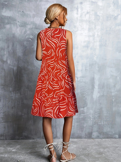 Sleeveless Printed Dresses | Women's Red Styles