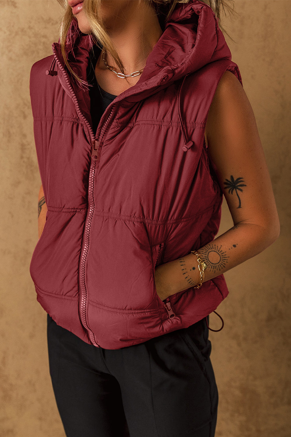 Zip Up Hooded Vest