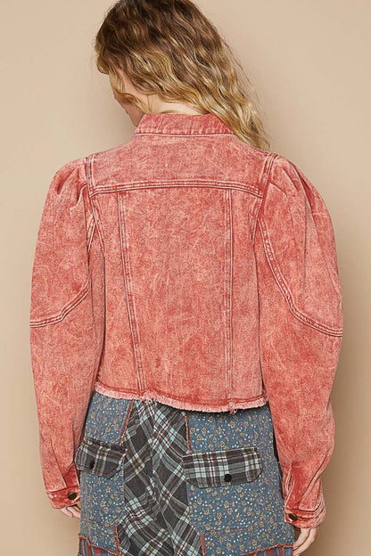 Raw Hem Cropped Denim Jacket