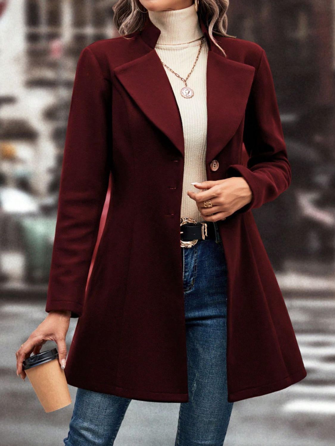 V-neck Collard Short Coat