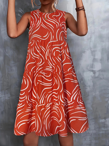 Sleeveless Printed Dresses | Women's Red Styles