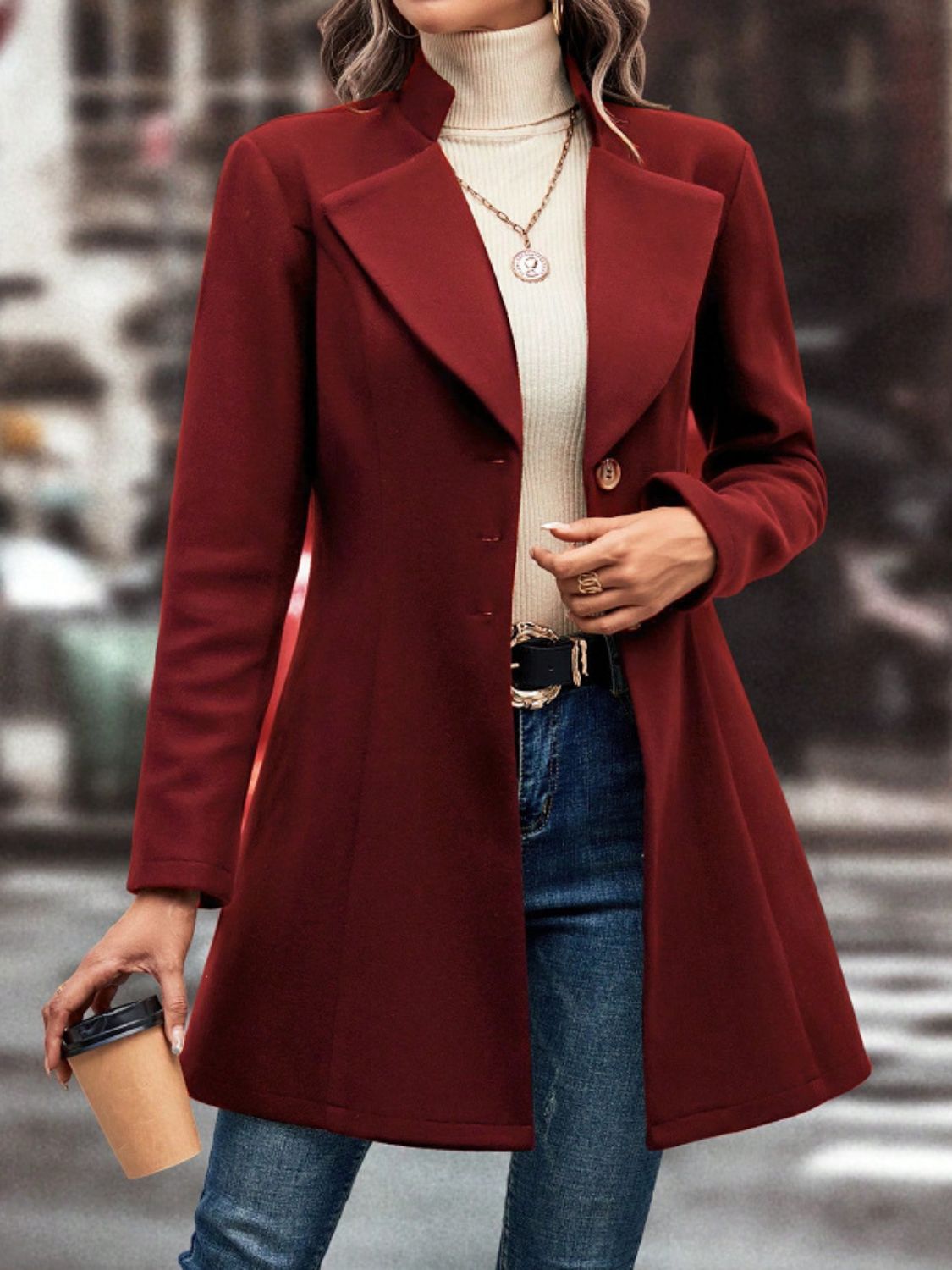 V-neck Collard Short Coat