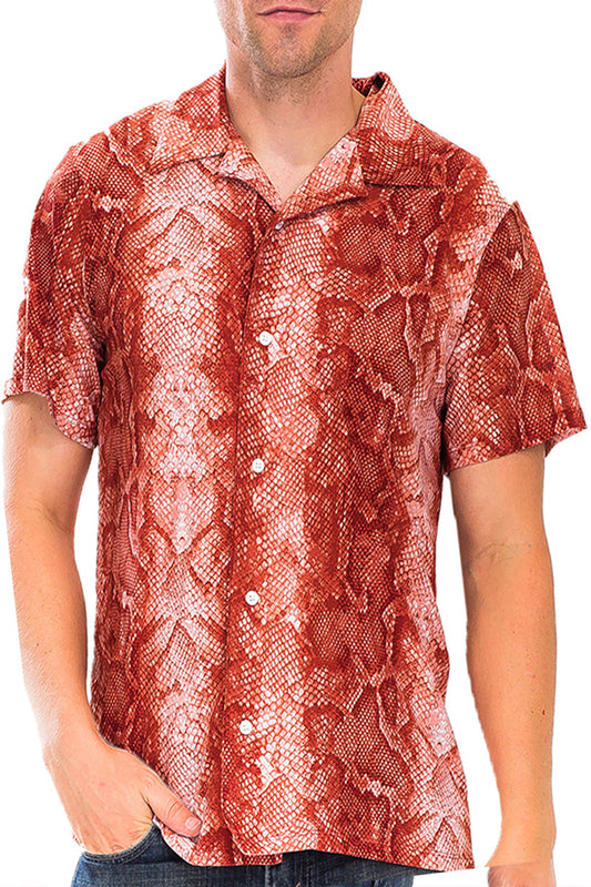 Hiatus Snake Print Button Up-0