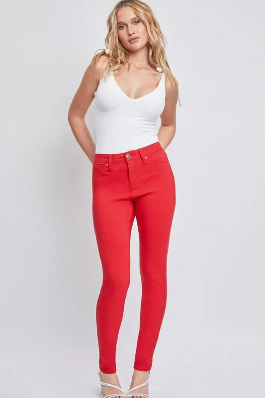 Stylish Women's Mid Rise Skinny Jeans | Red YMI Hyperstretch