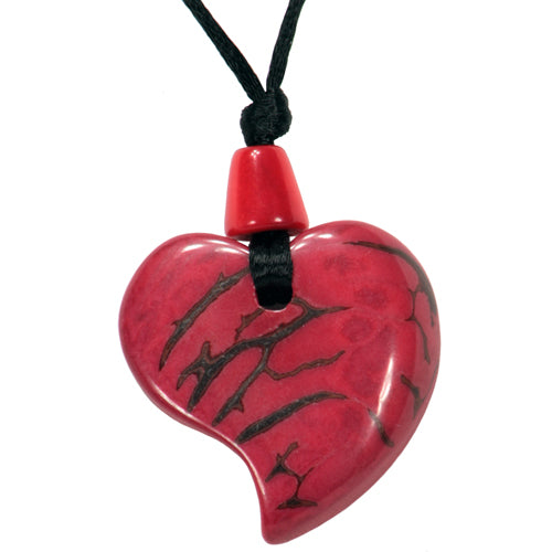 Tagua Nut Red Raindrop Pendant-0