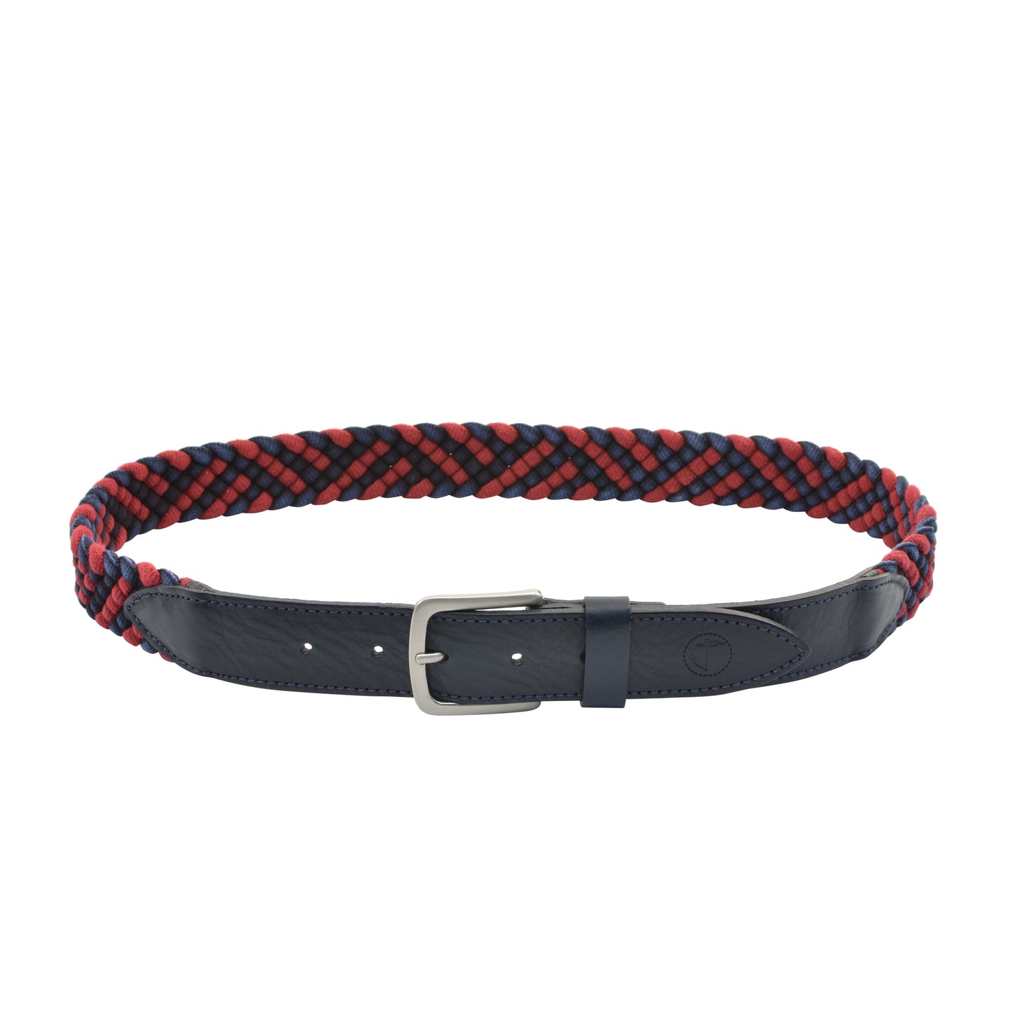 Braided Fabric and Leather Belt Red Sea-1