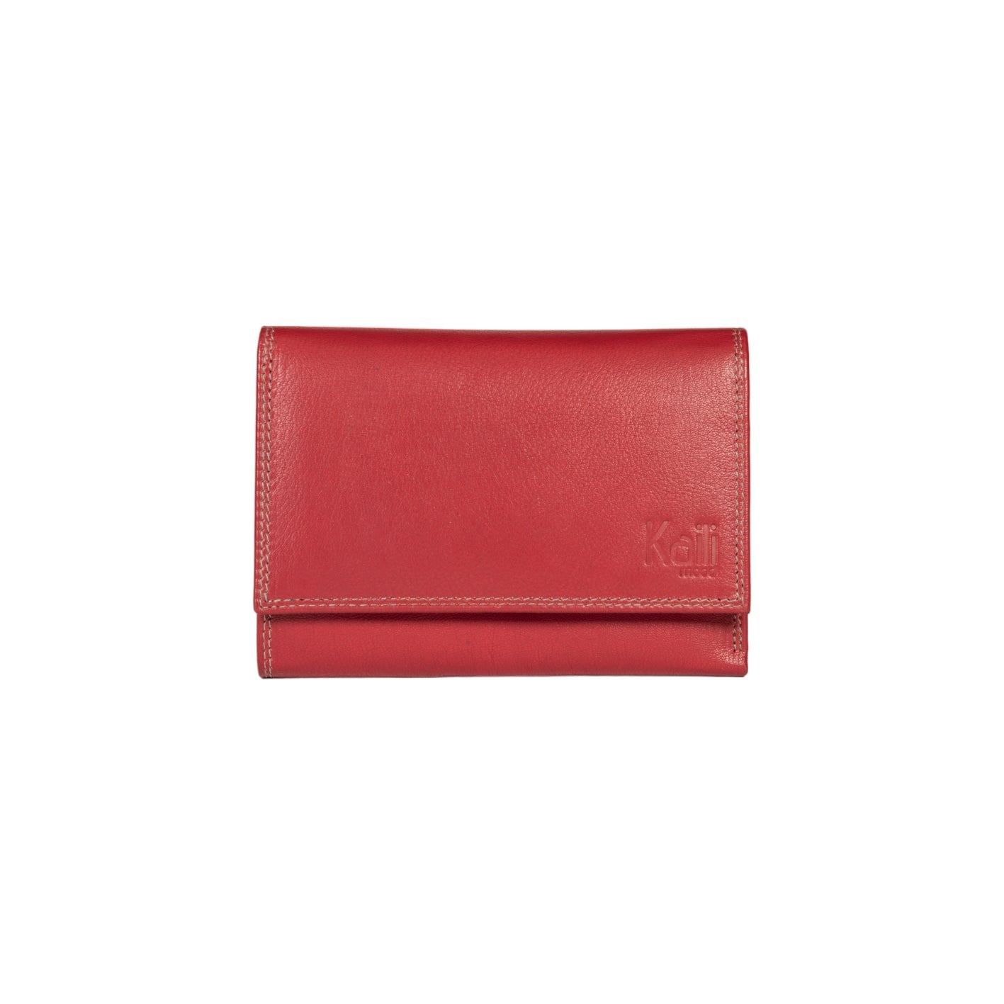 K10233VB | Women's wallet in genuine full-grain leather, with light grain. Red. Dimensions when closed: 14 x 10.5 x 2.5 cm. Packaging: Rigid bottom/lid gift box-2