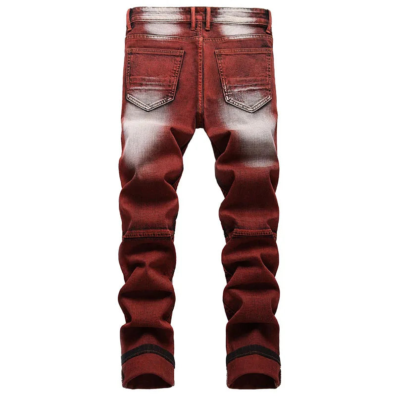 Trendy Men's Casual Jeans RED