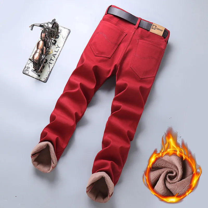 Shop Winter Jeans & Casual Red Warm Jeans 1