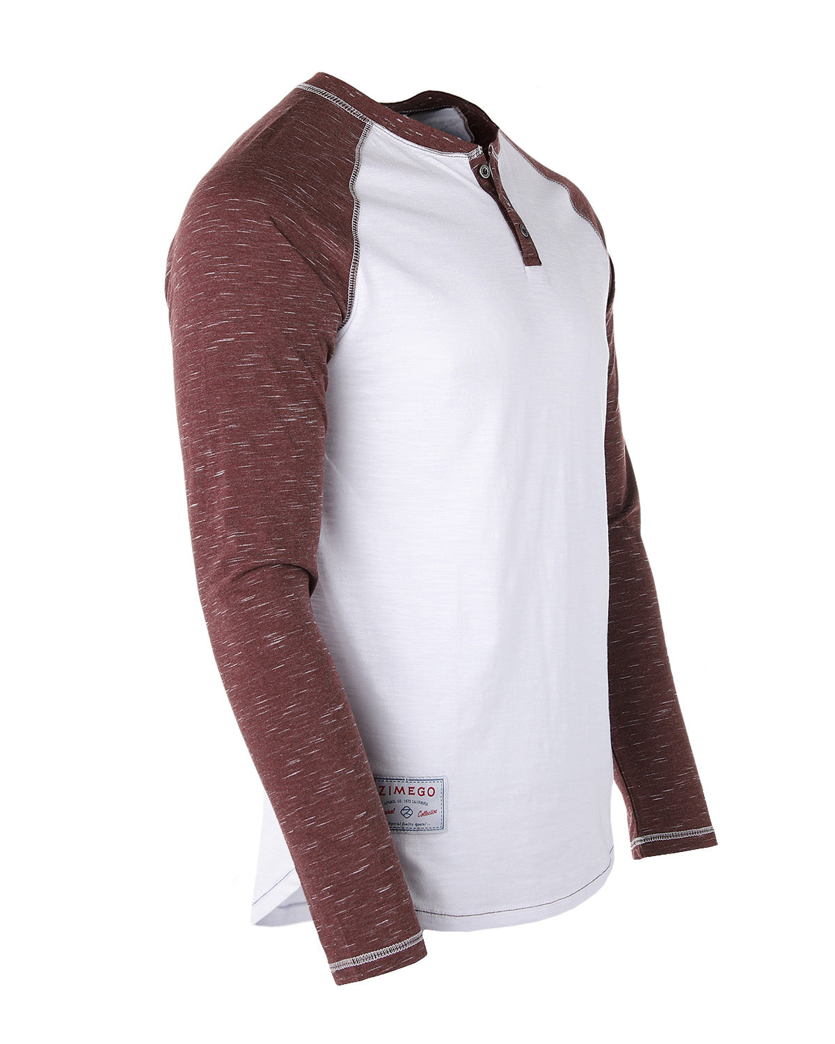 ZIMEGO Men's Long Sleeve Athletic Stripes Arm Contrast Raglan Henley - ZGLS555-2