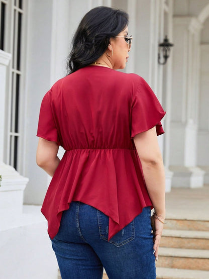 Women's Flutter Sleeve Blouse | Plus Size Fall Top